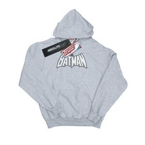 DC Comics Mens Batman Retro Crackle Logo Hoodie / Sports Grey